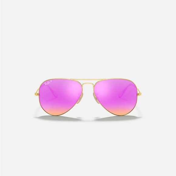 Ray-Ban Gold Frame Aviator Sunglasses with Pink Lenses RB3025 - Picture 1 of 7